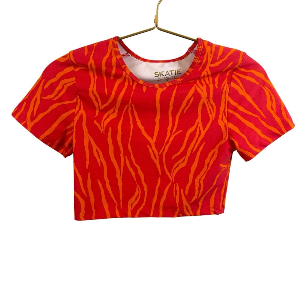 Skatie Short Sleeve Swimsuit Top Size‎ Small Rash Guard Orange